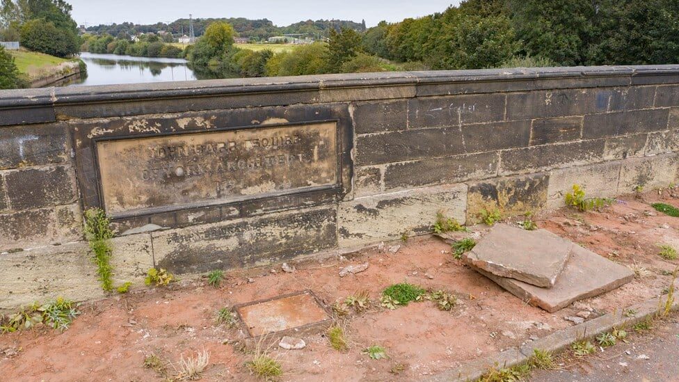 Paving slabs stolen from Ferrybridge over the River Aire in West Yorkshire